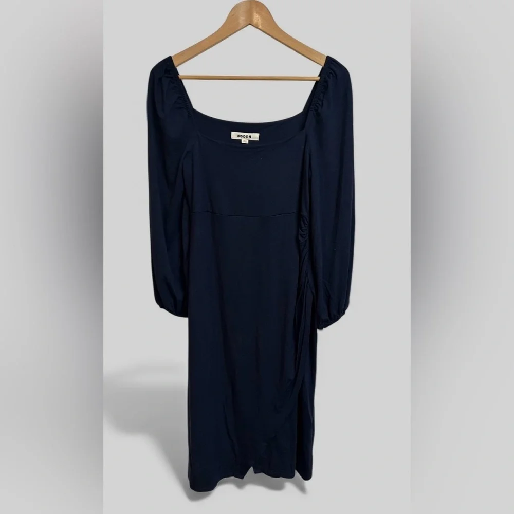 Boden Navy Blue Square Neck Jersey Dress Size 12P Petite - Picture 2 of 8